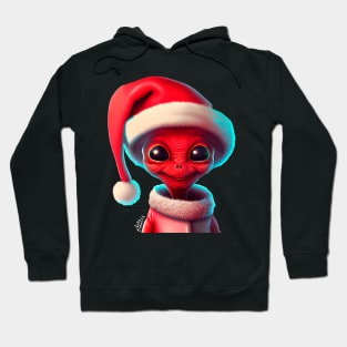 Christmas cute alien with Santa hat Hoodie